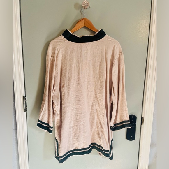 Autograph Womens Tunic Top Plus Size 3X Linen Navy Long Sleeve V-Neck RN 96639 - Picture 9 of 9